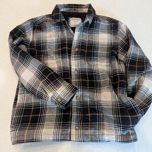 Old Navy Boy's Plaid Shacket in Black and Cream